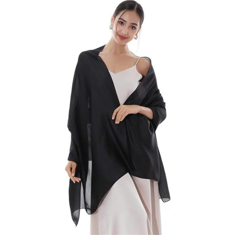 Pashmina Shawls Wraps For Evening Black1